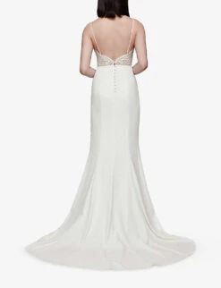 Whistles Sylvie Embroidered Lace And Crepe Wedding Dress 8 Whistles Sylvie Embroidered Lace And Crepe Wedding Dress -Whistles Closet Shop R03904110 CREAM ALT03