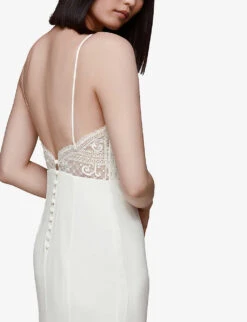 Whistles Sylvie Embroidered Lace And Crepe Wedding Dress 9 Whistles Sylvie Embroidered Lace And Crepe Wedding Dress -Whistles Closet Shop R03904110 CREAM ALT04