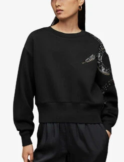 AllSaints Tempest Separo Organic Cotton-blend Sweatshirt 7 AllSaints Tempest Separo Organic Cotton-blend Sweatshirt -Whistles Closet Shop R03925682 BLACK ALT02