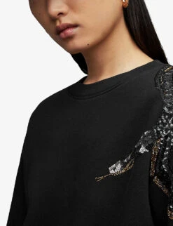 AllSaints Tempest Separo Organic Cotton-blend Sweatshirt 9 AllSaints Tempest Separo Organic Cotton-blend Sweatshirt -Whistles Closet Shop R03925682 BLACK ALT04