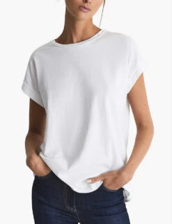 Reiss Tereza Cotton-jersey T-shirt 6 Reiss Tereza Cotton-jersey T-shirt -Whistles Closet Shop R03925920 WHITE ALT02