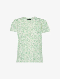 Whistles Baroque Frill-trimmed Floral-print Cotton-jersey T-shirt