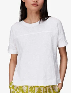 Whistles Olsen Scoop-neck Cotton-jersey T-shirt -Whistles Closet Shop R03932926 WHITE ALT02
