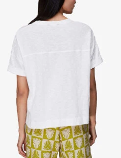 Whistles Olsen Scoop-neck Cotton-jersey T-shirt -Whistles Closet Shop R03932926 WHITE ALT03