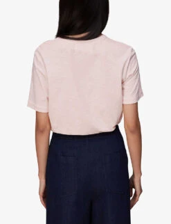 Whistles Emily Ultimate Crewneck Cotton-jersey T Shirt -Whistles Closet Shop R03933342 PALEPINK ALT03