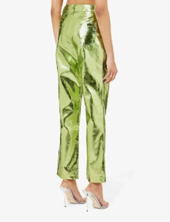 Lupe Straight-leg High-rise Faux-leather Trousers 8 Lupe Straight-leg High-rise Faux-leather Trousers -Whistles Closet Shop R03934384 MINTGREEN ALT03