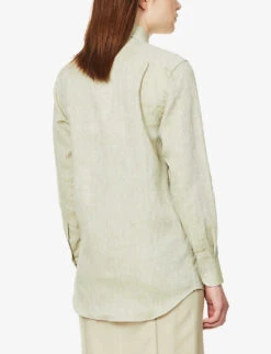 The Boyfriend Long-sleeved Organic-linen Shirt -Whistles Closet Shop R03935324 SAGEGREEN ALT03