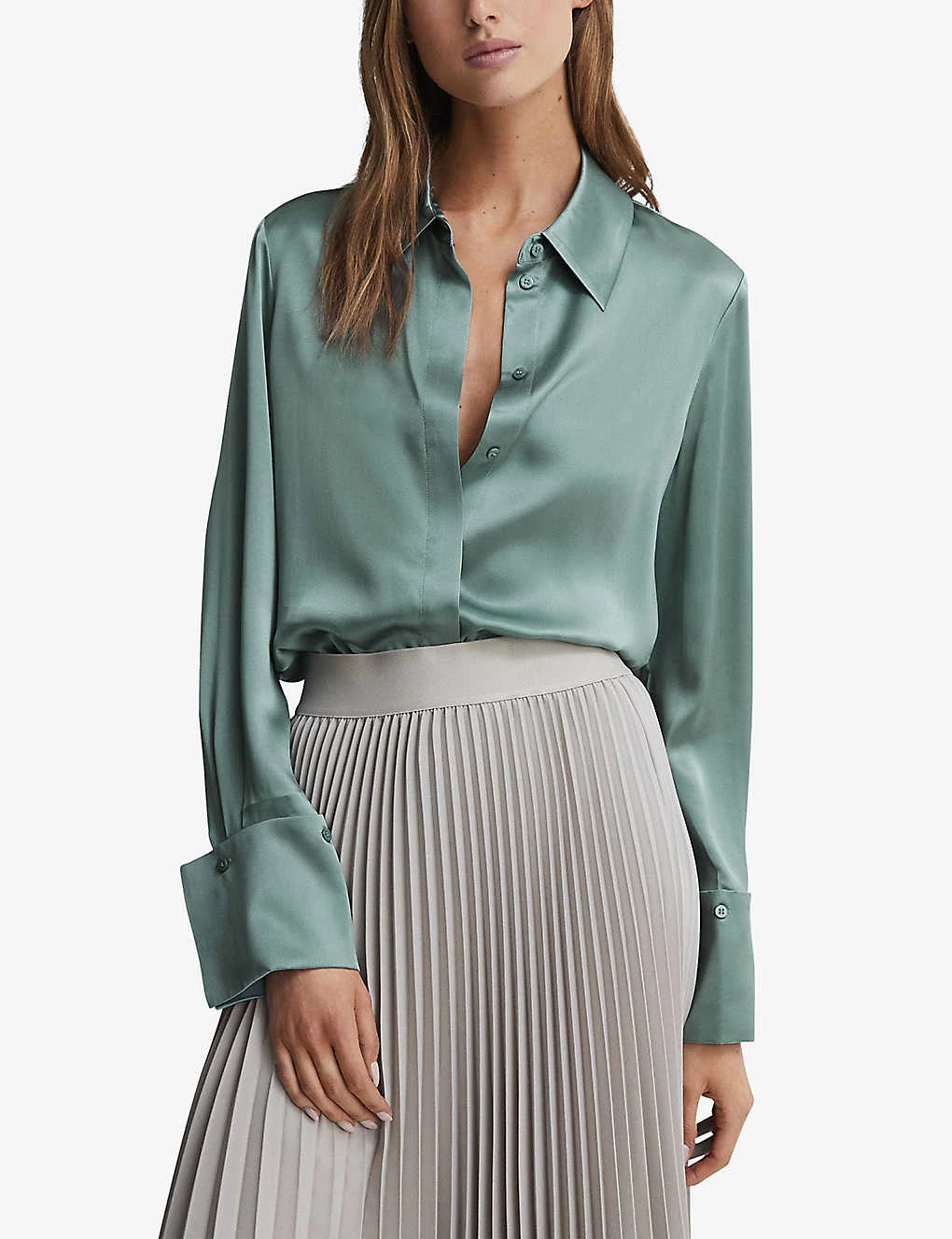 Reiss Hailey Point-collar Silk Shirt 3 Reiss Hailey Point-collar Silk Shirt - Image 3