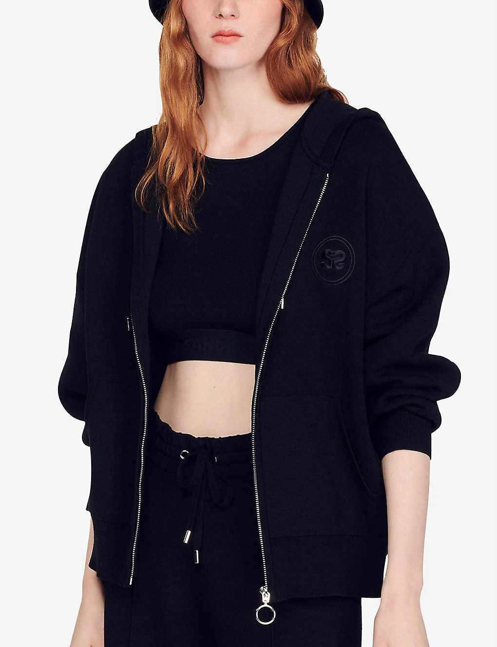 Sandro Boston Logo-patch Cotton-blend Hoody 3 Sandro Boston Logo-patch Cotton-blend Hoody - Image 3