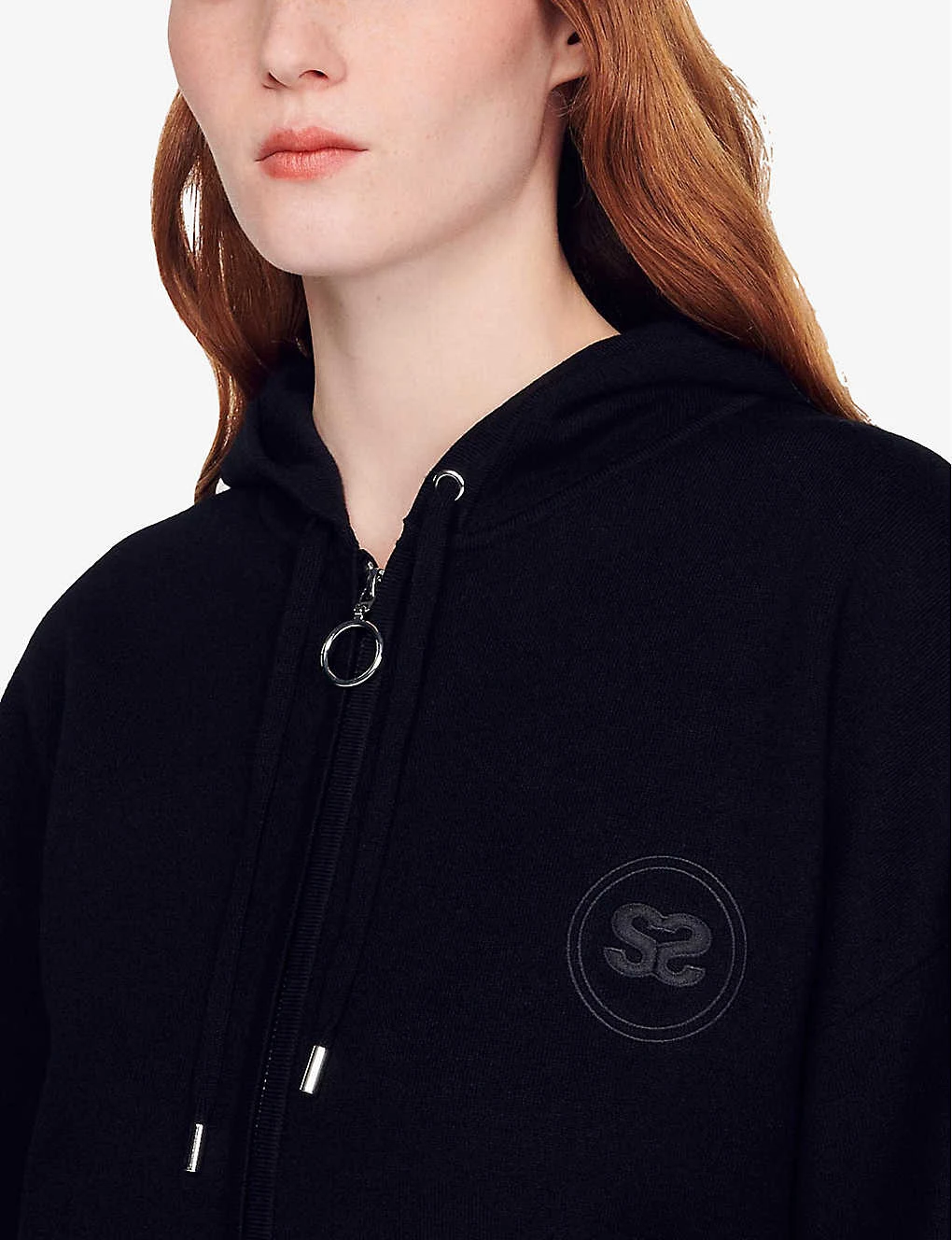 Sandro Boston Logo-patch Cotton-blend Hoody 5 Sandro Boston Logo-patch Cotton-blend Hoody - Image 5