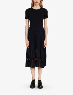 CLAUDIE PIERLOT Teli Pleated-petticoat Cotton Midi Dress 7 CLAUDIE PIERLOT Teli Pleated-petticoat Cotton Midi Dress -Whistles Closet Shop R03949249 DIVERS ALT02