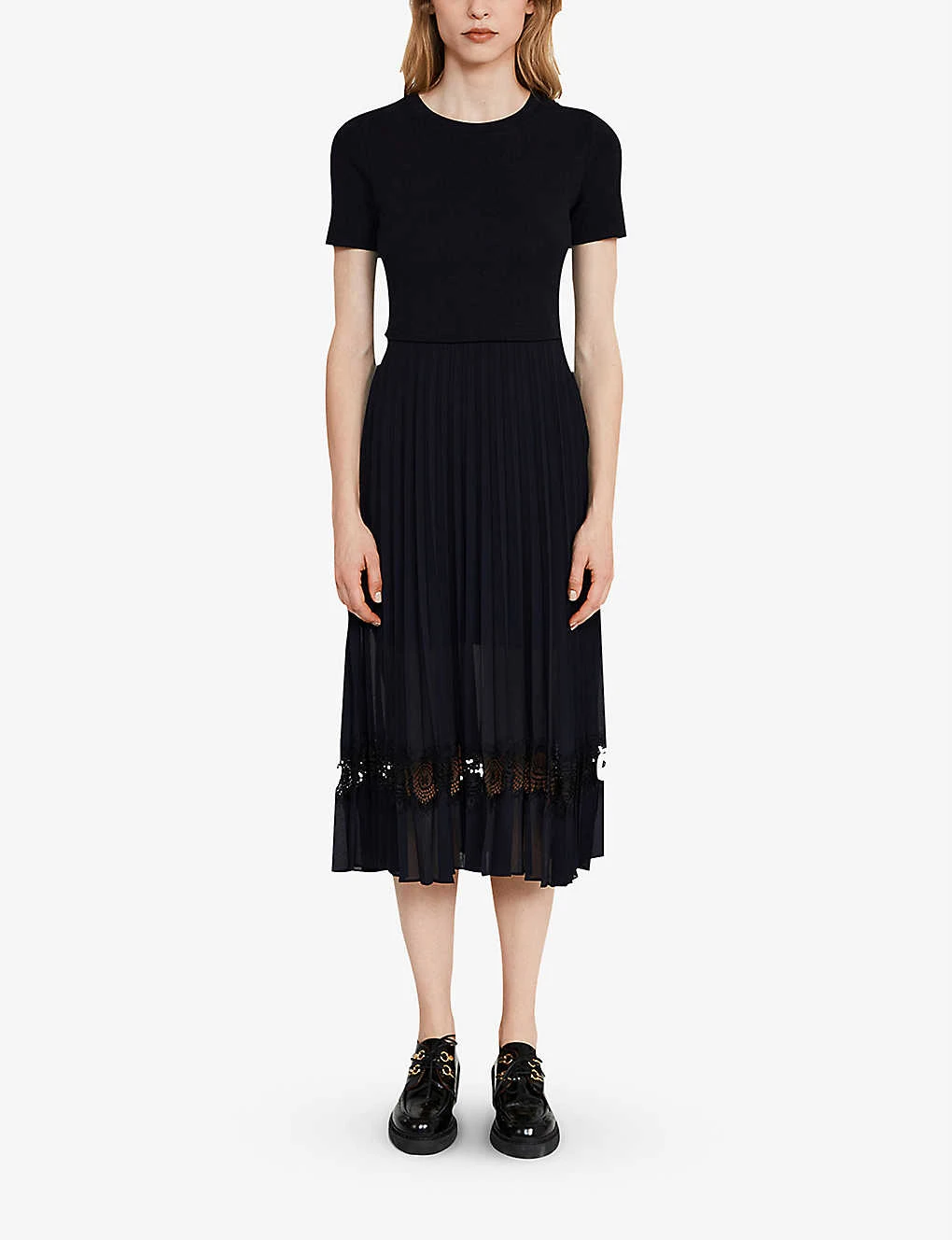 CLAUDIE PIERLOT Teli Pleated-petticoat Cotton Midi Dress 3 CLAUDIE PIERLOT Teli Pleated-petticoat Cotton Midi Dress - Image 3