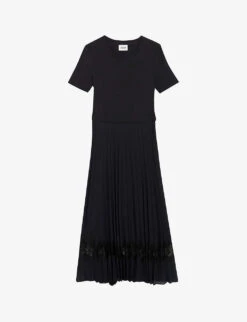 CLAUDIE PIERLOT Teli Pleated-petticoat Cotton Midi Dress