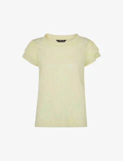 Whistles Laura Ruffled Linen T-shirt