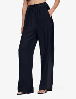 Sandro Gallo Wide-leg Side-stripe Woven Trousers 7 Sandro Gallo Wide-leg Side-stripe Woven Trousers -Whistles Closet Shop R03962634 NOIRGRIS ALT02