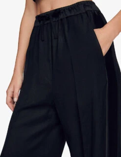Sandro Gallo Wide-leg Side-stripe Woven Trousers 9 Sandro Gallo Wide-leg Side-stripe Woven Trousers -Whistles Closet Shop R03962634 NOIRGRIS ALT04