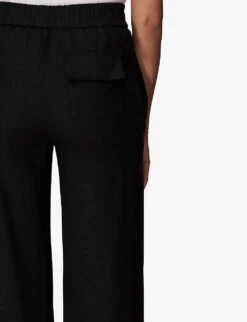 Whistles Wide-leg Elasticated-waist Cropped Linen Trousers -Whistles Closet Shop R03963066 BLACK ALT03