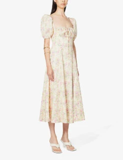 Tallulah Floral-print Cotton-blend Midi Dress -Whistles Closet Shop R03964104 LEMONFLORAL ALT02