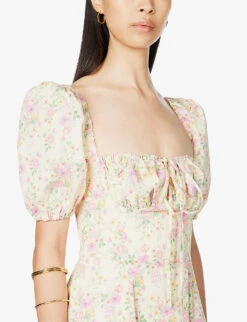 Tallulah Floral-print Cotton-blend Midi Dress -Whistles Closet Shop R03964104 LEMONFLORAL ALT04