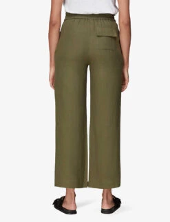 Whistles Cropped Wide-leg Mid-rise Linen Trousers 6 Whistles Cropped Wide-leg Mid-rise Linen Trousers -Whistles Closet Shop R03964324 KHAKIOLIVE ALT02