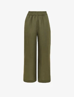 Whistles Cropped Wide-leg Mid-rise Linen Trousers