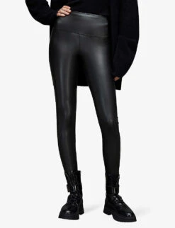 AllSaints Cora Skinny-leg Faux Leather Leggings -Whistles Closet Shop R03972397 BLACK ALT02