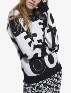 THE KOOPLES Logo-print Cotton-jersey Sweatshirt -Whistles Closet Shop R03977085 BLA09 ALT02