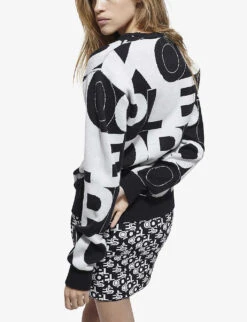 THE KOOPLES Logo-print Cotton-jersey Sweatshirt -Whistles Closet Shop R03977085 BLA09 ALT03