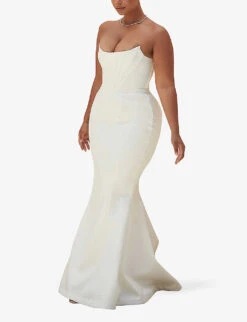Ines Flared Satin Wedding Dress 7 Ines Flared Satin Wedding Dress -Whistles Closet Shop R03983460 IVORY ALT02