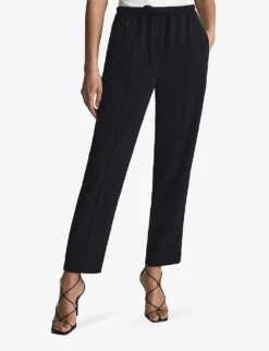 Reiss Hailey Drawstring-waist Tapered-leg Recycled Polyester-blend Trousers 7 Reiss Hailey Drawstring-waist Tapered-leg Recycled Polyester-blend Trousers -Whistles Closet Shop R03988052 BLACK ALT02