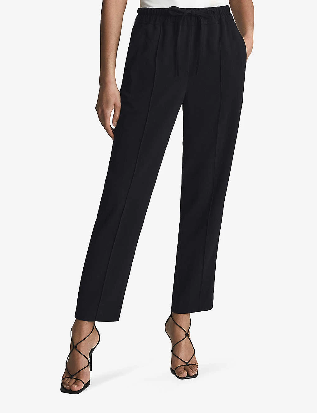 Reiss Hailey Drawstring-waist Tapered-leg Recycled Polyester-blend Trousers 3 Reiss Hailey Drawstring-waist Tapered-leg Recycled Polyester-blend Trousers - Image 3