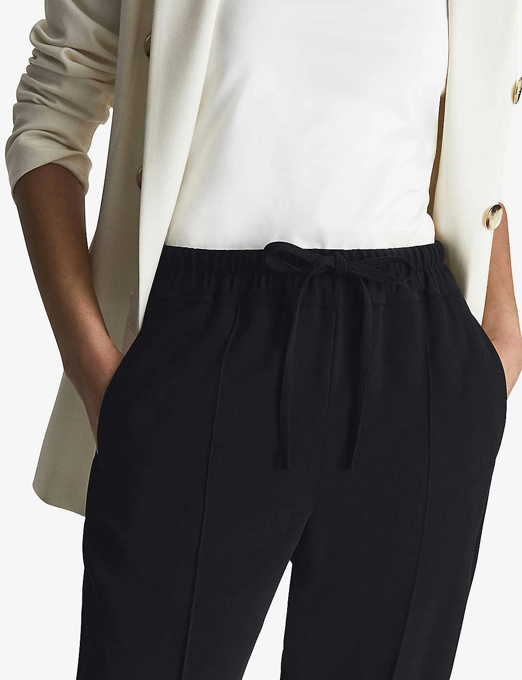 Reiss Hailey Drawstring-waist Tapered-leg Recycled Polyester-blend Trousers 5 Reiss Hailey Drawstring-waist Tapered-leg Recycled Polyester-blend Trousers - Image 5