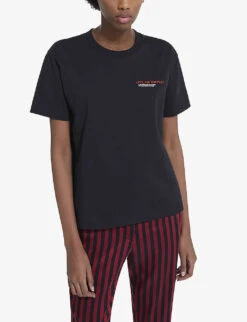 THE KOOPLES Slogan-print Cotton-jersey T-shirt 7 THE KOOPLES Slogan-print Cotton-jersey T-shirt -Whistles Closet Shop R03993478 BLA01 ALT02