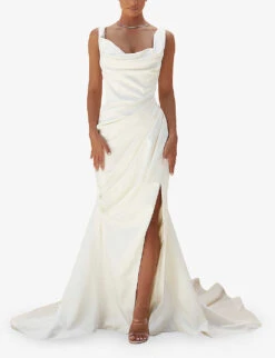 Delphine Sleeveless Satin Maxi Dress 7 Delphine Sleeveless Satin Maxi Dress -Whistles Closet Shop R03998257 IVORY ALT02