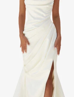 Delphine Sleeveless Satin Maxi Dress 9 Delphine Sleeveless Satin Maxi Dress -Whistles Closet Shop R03998257 IVORY ALT04