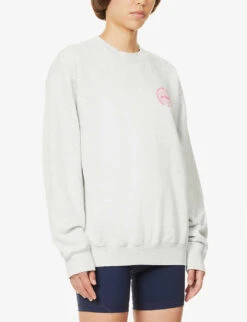 Sporty & Rich X Prince Logo-print Cotton-jersey Sweatshirt -Whistles Closet Shop R04001488 HEATHERGRAYPINK ALT02