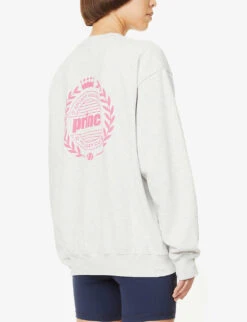 Sporty & Rich X Prince Logo-print Cotton-jersey Sweatshirt -Whistles Closet Shop R04001488 HEATHERGRAYPINK ALT03