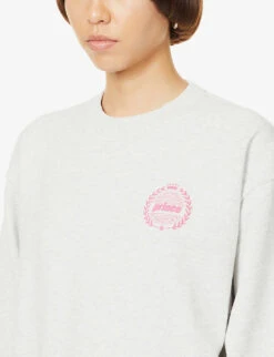Sporty & Rich X Prince Logo-print Cotton-jersey Sweatshirt -Whistles Closet Shop R04001488 HEATHERGRAYPINK ALT04