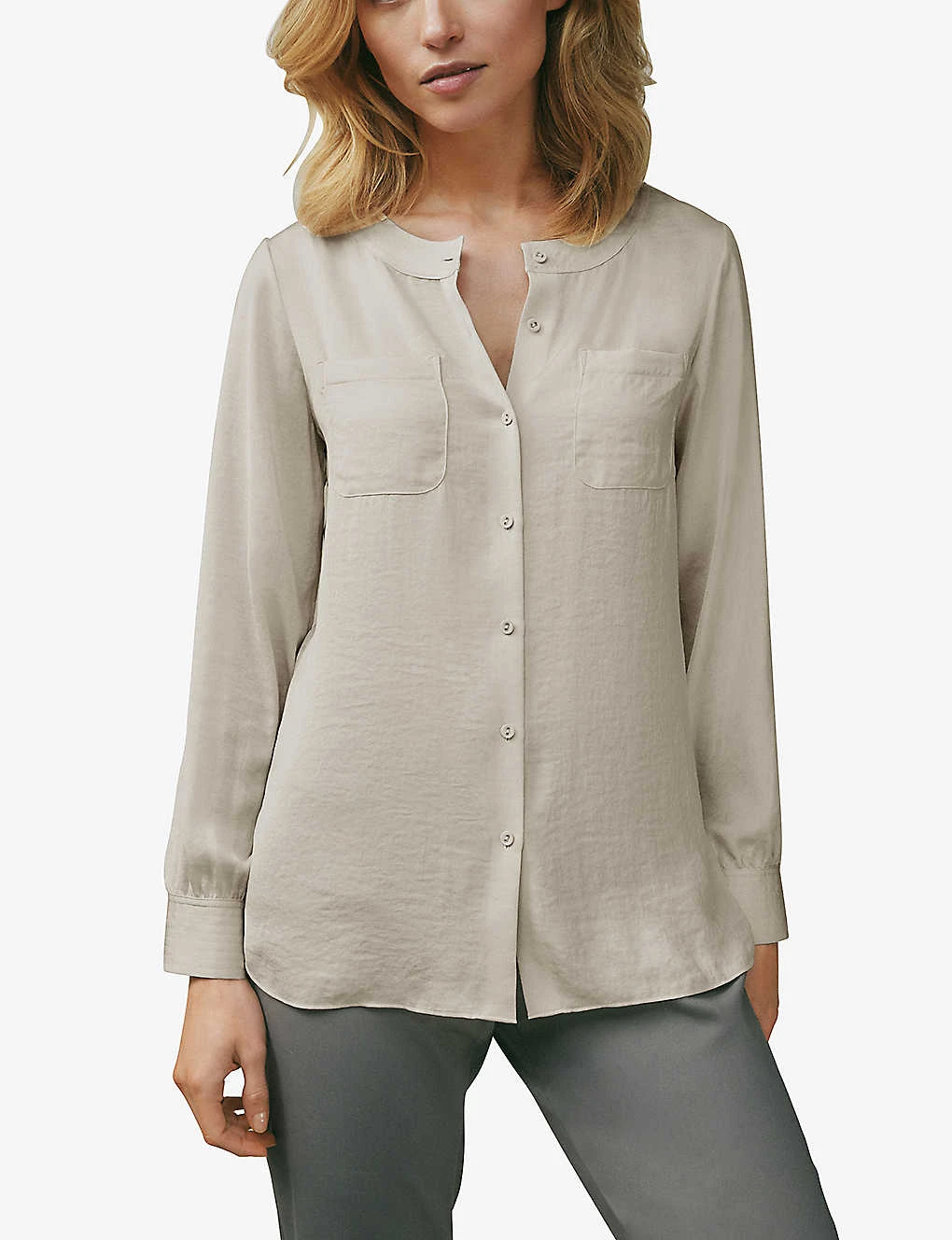 Button-down Collarless Recycled-polyester Shirt 2 Button-down Collarless Recycled-polyester Shirt - Image 2