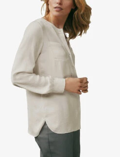 Button-down Collarless Recycled-polyester Shirt 7 Button-down Collarless Recycled-polyester Shirt -Whistles Closet Shop R04003670 PETALPINK ALT02