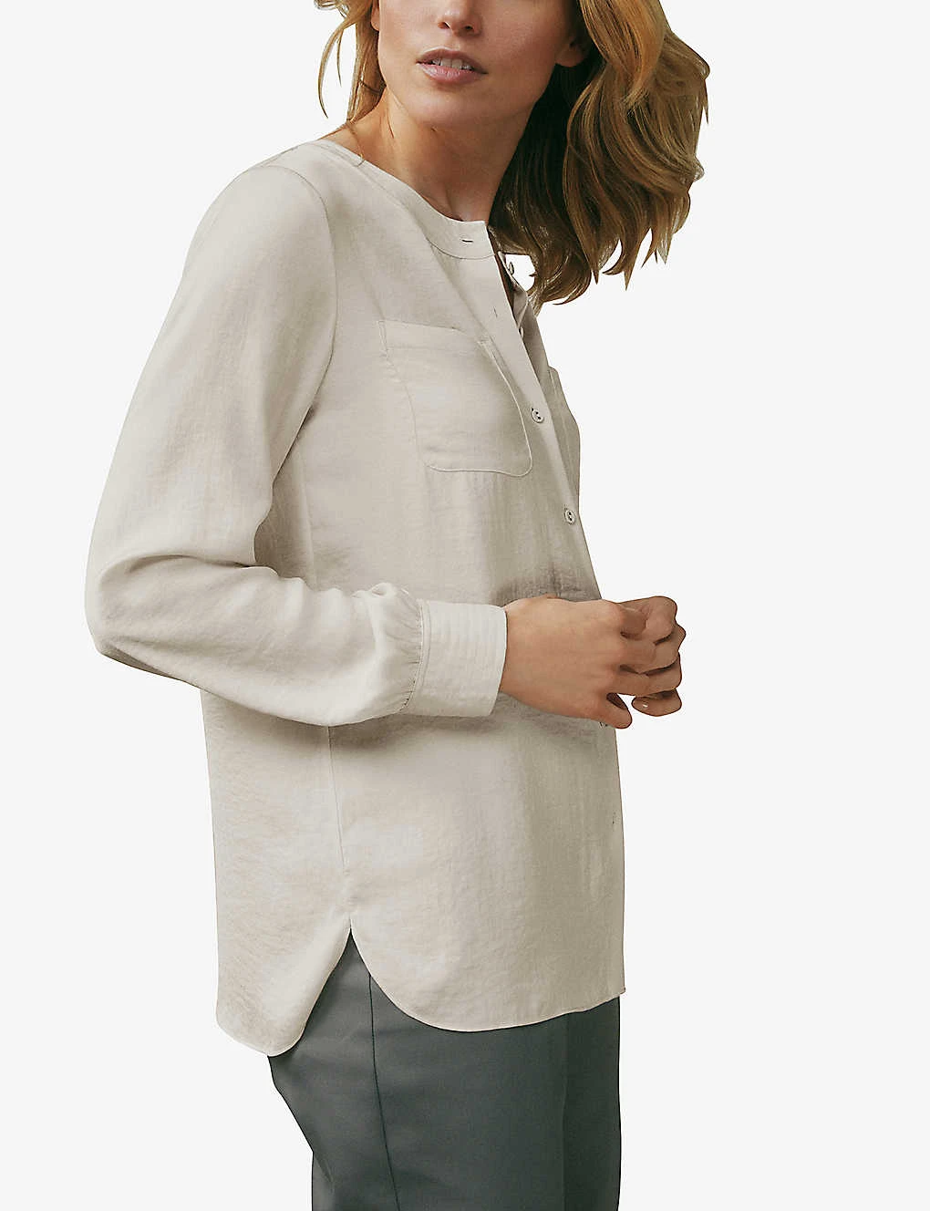 Button-down Collarless Recycled-polyester Shirt 3 Button-down Collarless Recycled-polyester Shirt - Image 3