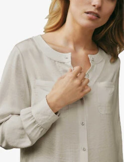 Button-down Collarless Recycled-polyester Shirt 9 Button-down Collarless Recycled-polyester Shirt -Whistles Closet Shop R04003670 PETALPINK ALT04