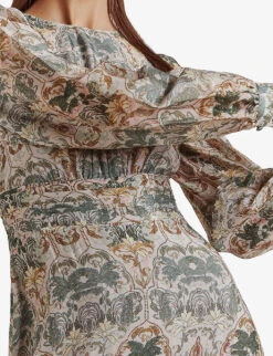 By Malina Meadow Graphic-print Woven Maxi Dress -Whistles Closet Shop R04005516 VILLAVERDE ALT02