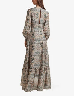 By Malina Meadow Graphic-print Woven Maxi Dress -Whistles Closet Shop R04005516 VILLAVERDE ALT03