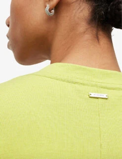 AllSaints Mira Ruched Organic-cotton T-shirt -Whistles Closet Shop R04006669 ZESTYELLOW ALT04