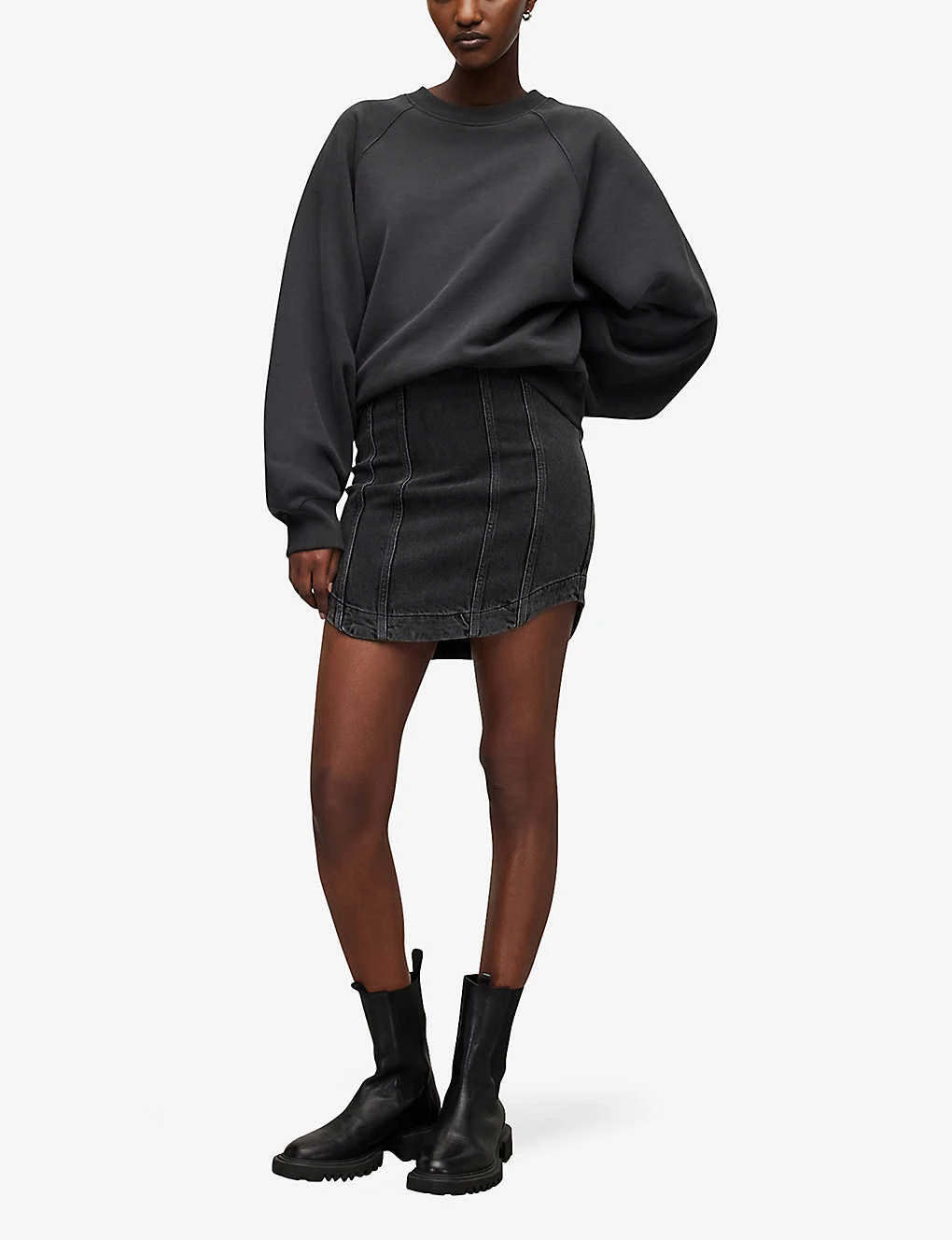 AllSaints Cygni Cut-out Organic-cotton Sweatshirt 2 AllSaints Cygni Cut-out Organic-cotton Sweatshirt - Image 2