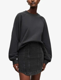 AllSaints Cygni Cut-out Organic-cotton Sweatshirt 7 AllSaints Cygni Cut-out Organic-cotton Sweatshirt -Whistles Closet Shop R04009262 WASHEDBLACK ALT02