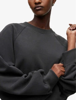 AllSaints Cygni Cut-out Organic-cotton Sweatshirt 9 AllSaints Cygni Cut-out Organic-cotton Sweatshirt -Whistles Closet Shop R04009262 WASHEDBLACK ALT04