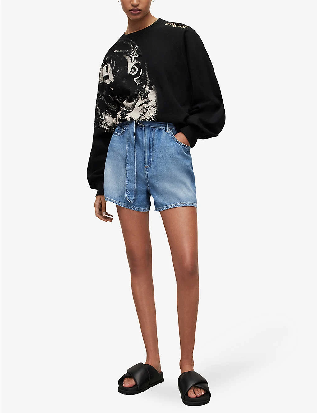 AllSaints Turin Cygni Graphic-print Cotton And Recycled Polyester-blend Sweatshirt 2 AllSaints Turin Cygni Graphic-print Cotton And Recycled Polyester-blend Sweatshirt - Image 2