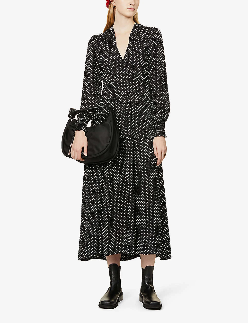 ME AND EM Puff-sleeve Polka-dot Silk-crepe Maxi Dress 2 ME AND EM Puff-sleeve Polka-dot Silk-crepe Maxi Dress - Image 2